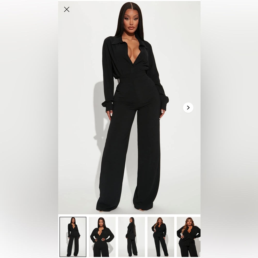 Black Wide-Leg Jumpsuit Fashion Bova Makenzie Pant Set size L